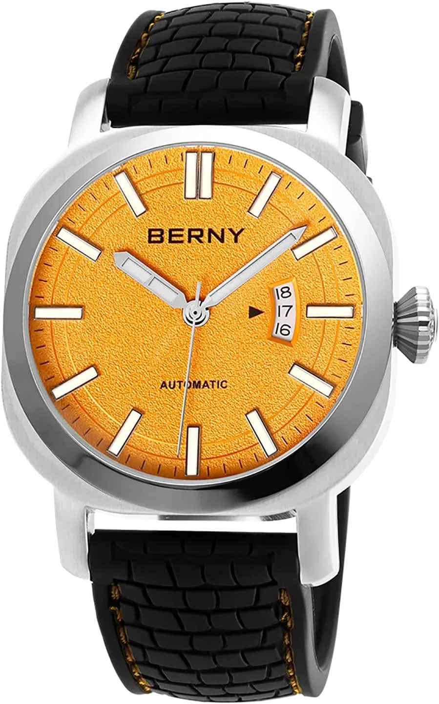 BERNY Men's Japanese Automatic Mechanical Watch, Self Winding Watches, Water Proof 10ATM, Sapphire Glass Scratch Resistant, Super Luminous with Date(No Battery Required)