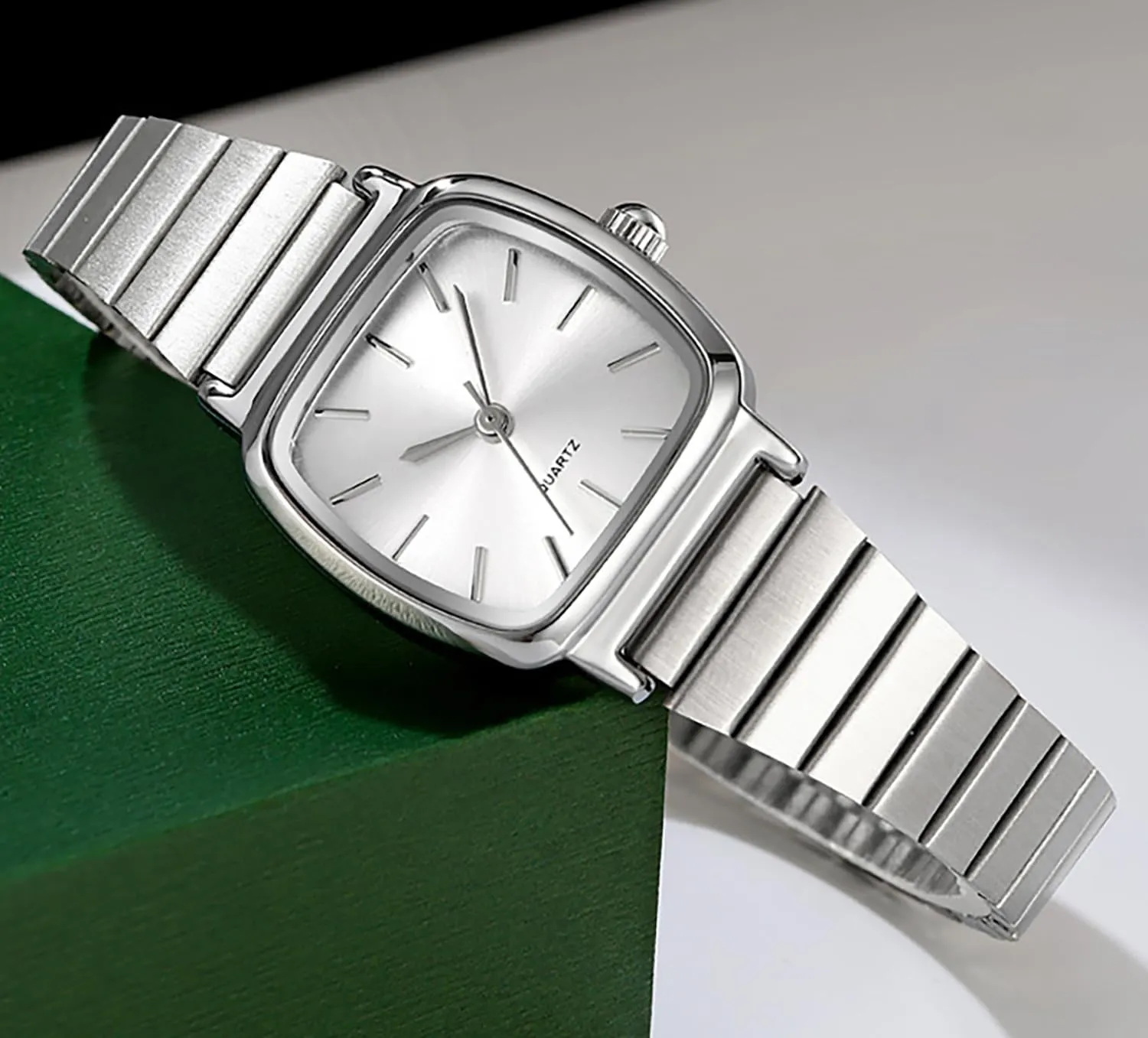 BESTKANG Women's Quartz Watch Ultra-Thin Small Dial Square Stainless Steel Strap Easy to Read Gold Watches for Women