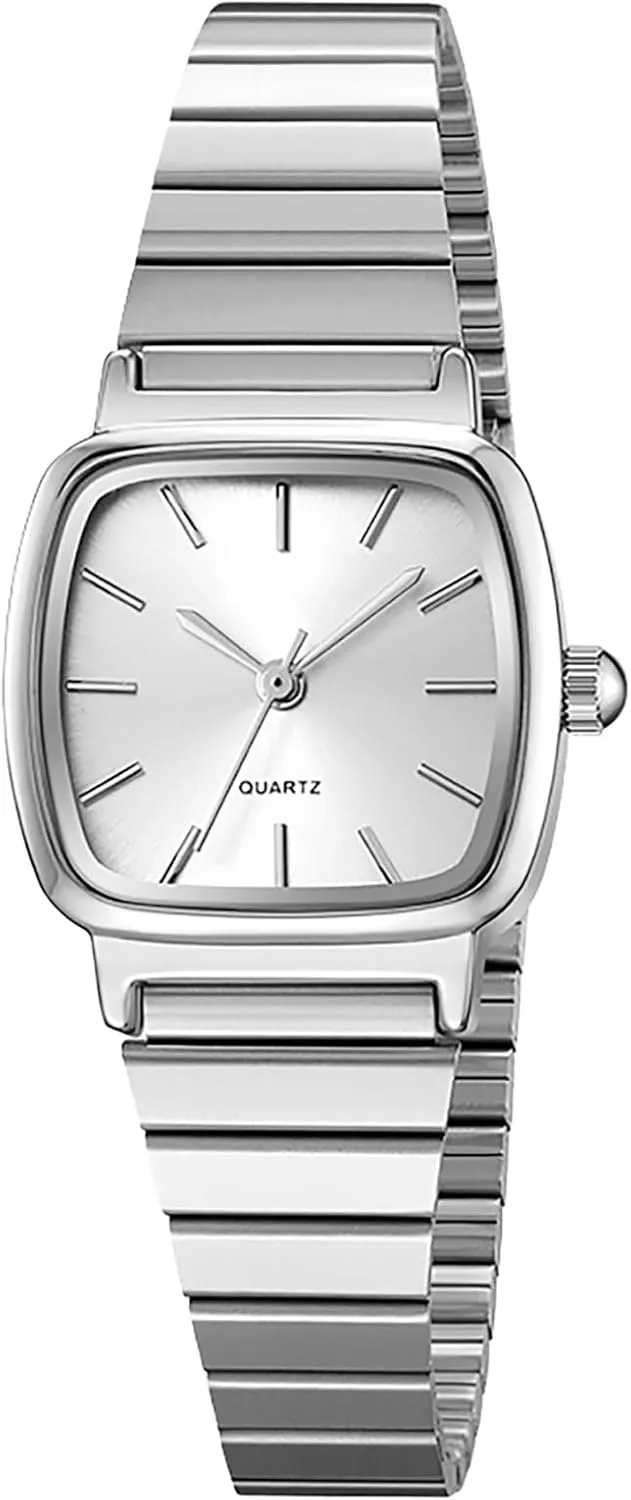 BESTKANG Women's Quartz Watch Ultra-Thin Small Dial Square Stainless Steel Strap Easy to Read Gold Watches for Women