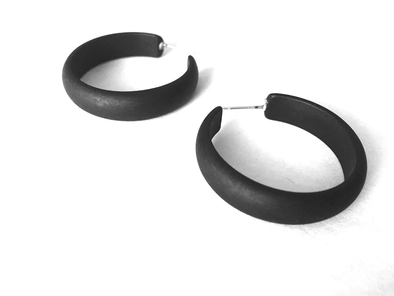 Black Hoop Earrings | Vintage Lucite Matte Black Hoops