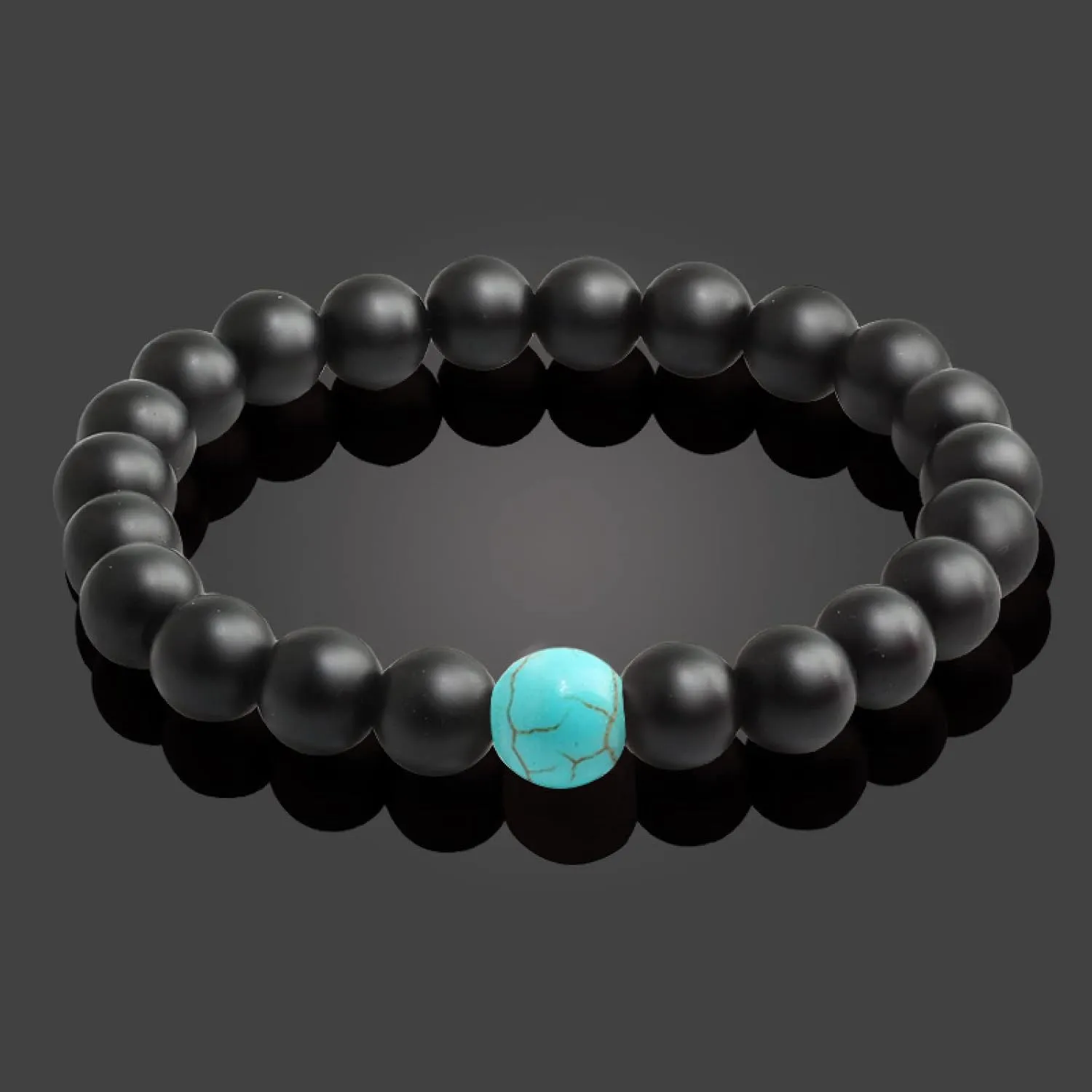 Black Matte Beads Bracelets 8mm Natural Stone Elastic Bracelet Women Men Strand Jewelry Pulseras,All Matte Black