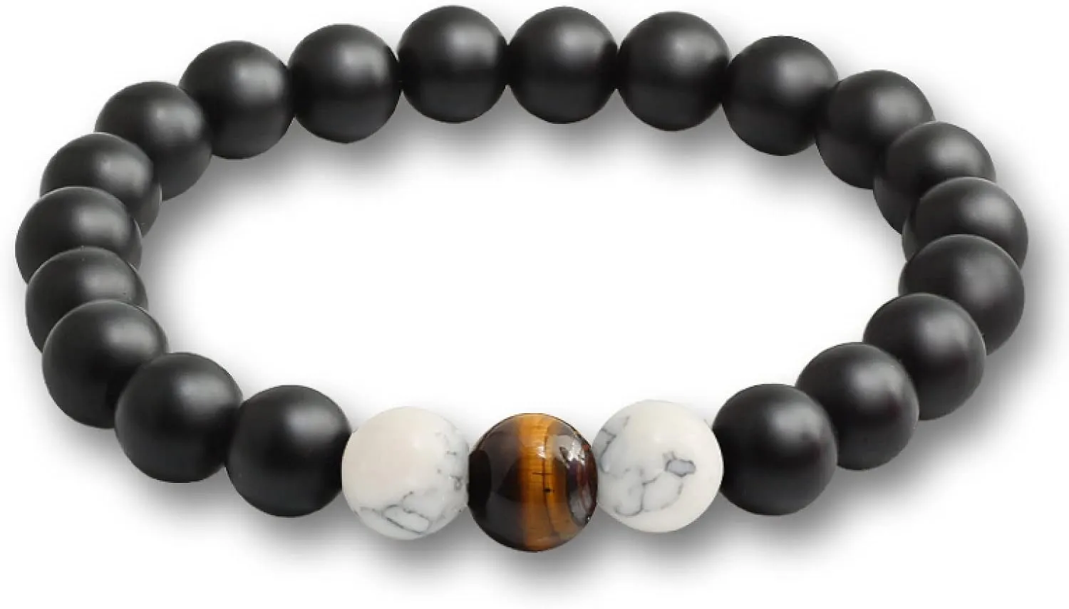 Black Matte Beads Bracelets 8mm Natural Stone Elastic Bracelet Women Men Strand Jewelry Pulseras,All Matte Black