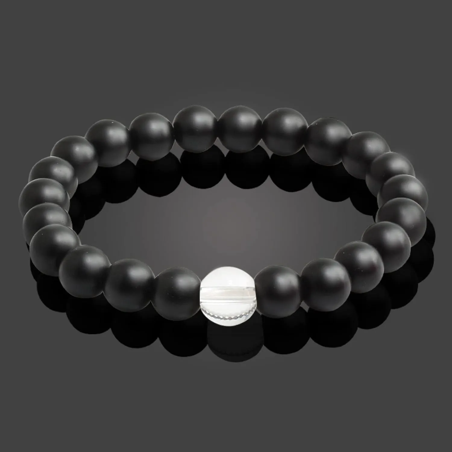 Black Matte Beads Bracelets 8mm Natural Stone Elastic Bracelet Women Men Strand Jewelry Pulseras,All Matte Black