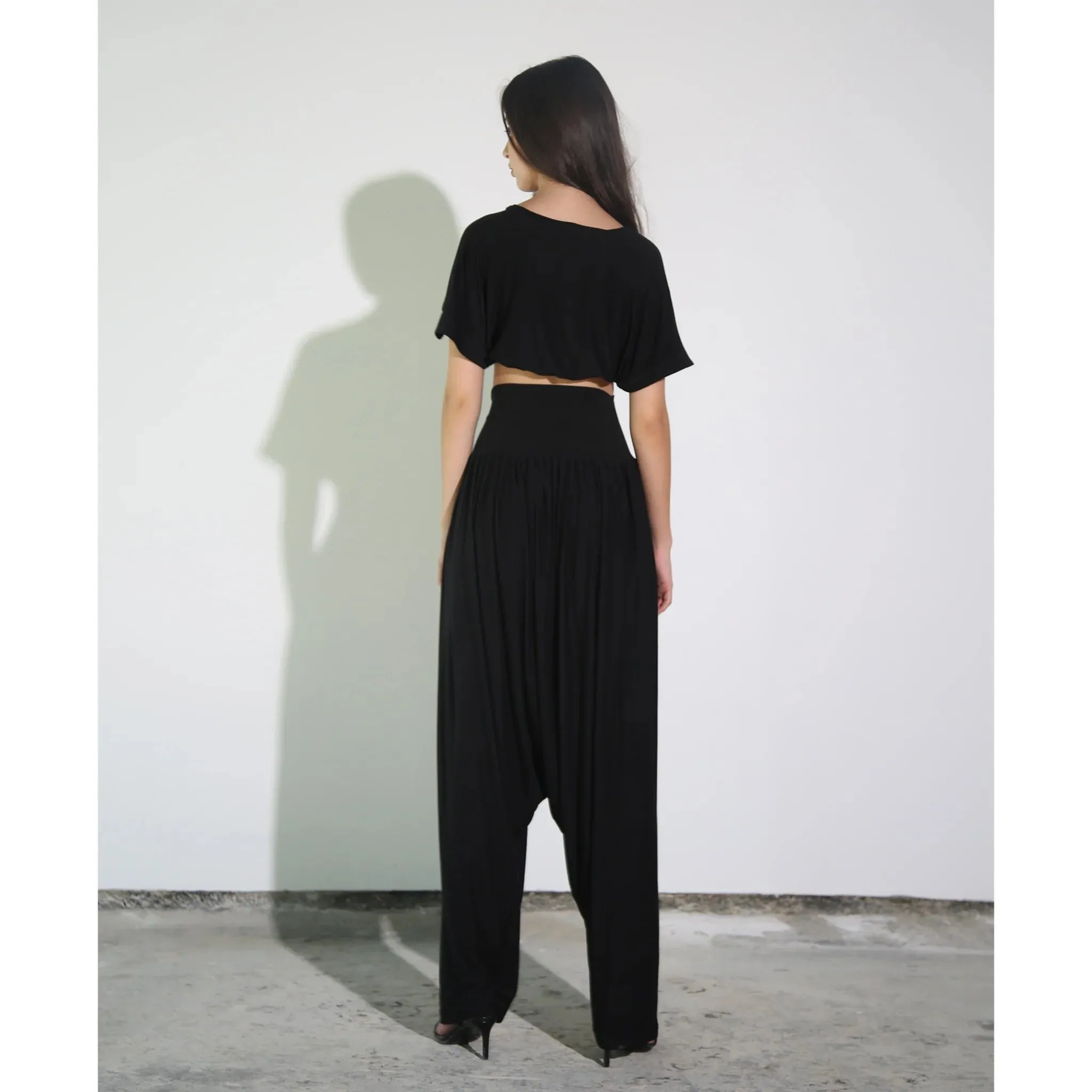 Black Modal Jersey Front Knot Tee