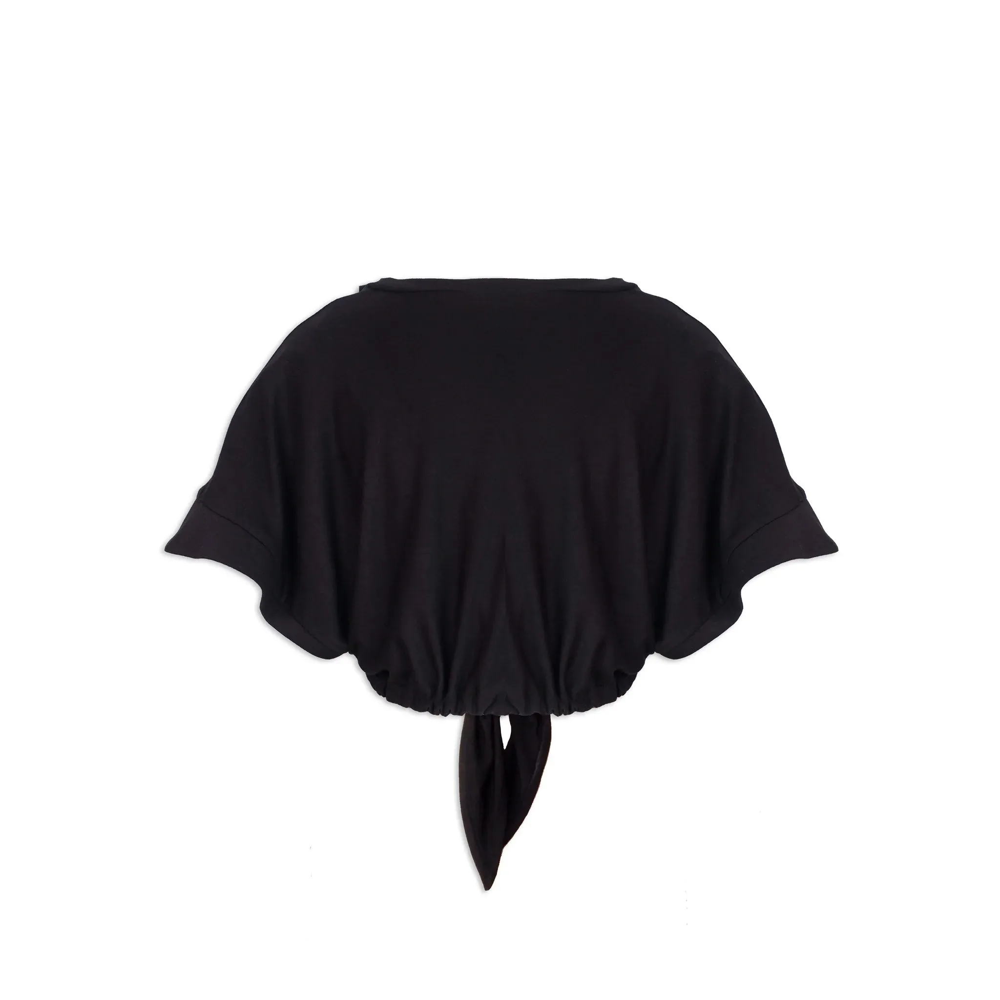 Black Modal Jersey Front Knot Tee