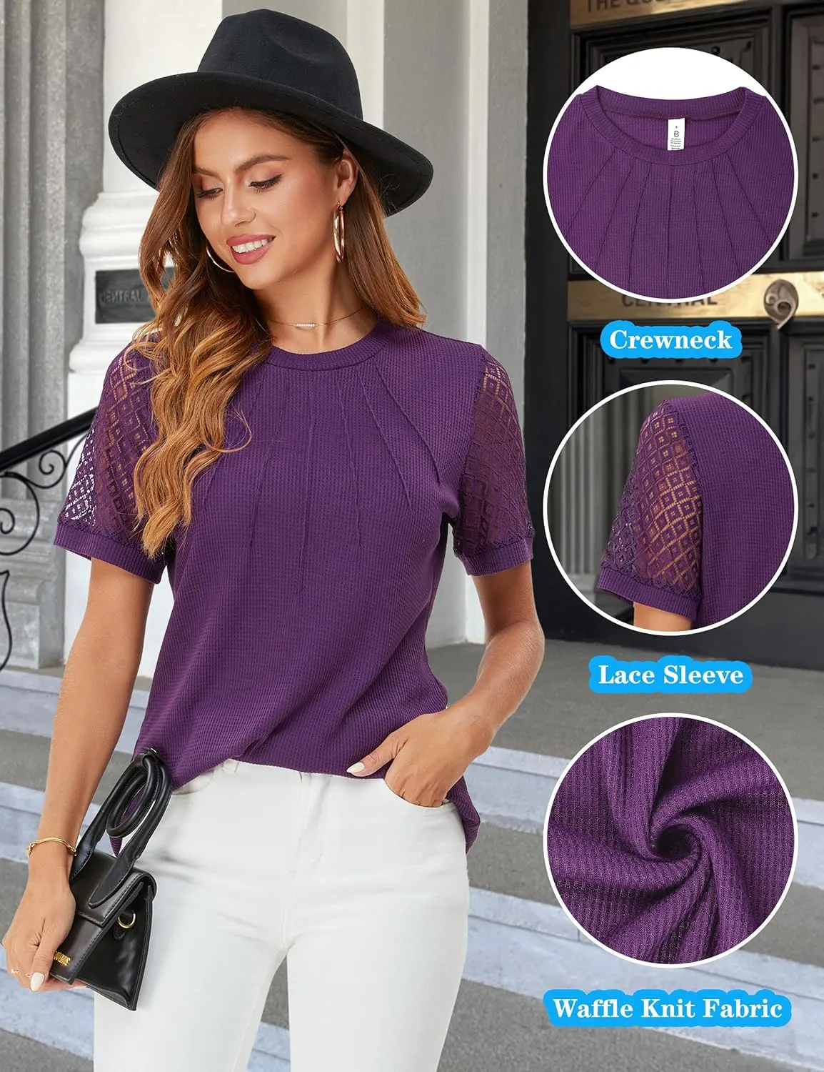 Blooming Jelly Women's Dressy Casual Blouses Business Work Tops Short Sleeve Waffle Knit Shirts 2025 Summer Outfits