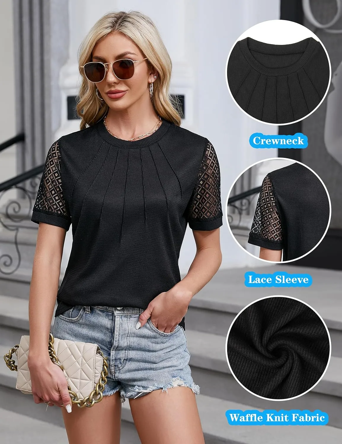 Blooming Jelly Women's Dressy Casual Blouses Business Work Tops Short Sleeve Waffle Knit Shirts 2025 Summer Outfits