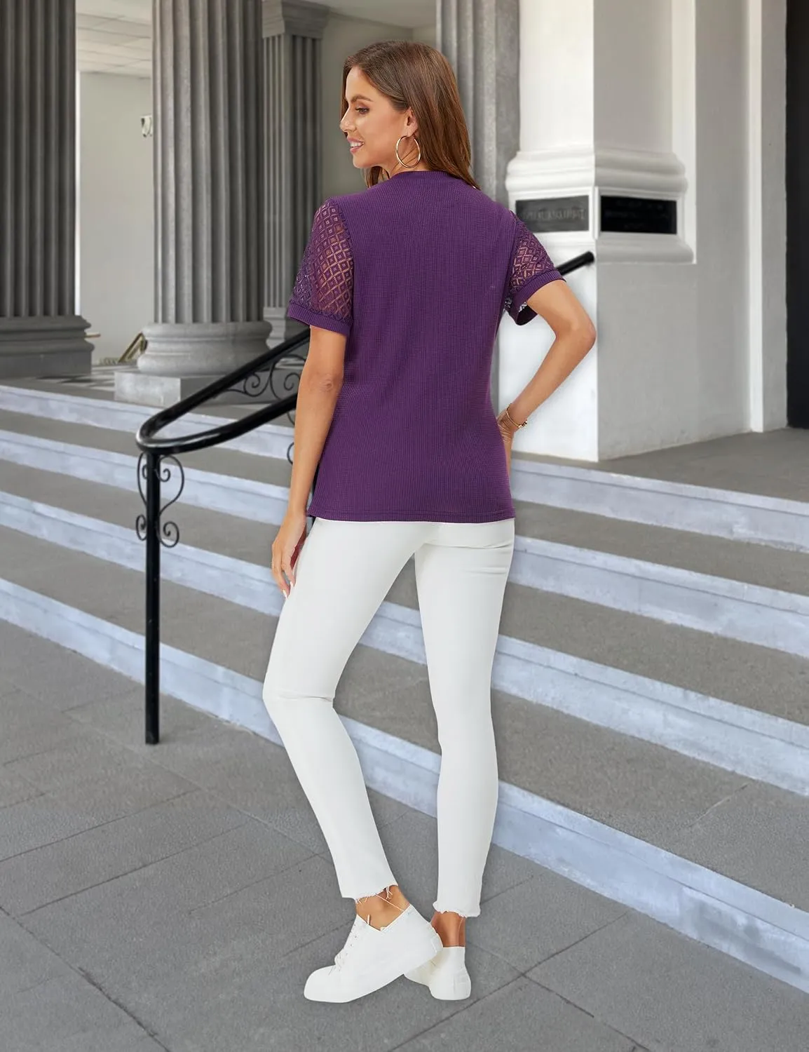 Blooming Jelly Women's Dressy Casual Blouses Business Work Tops Short Sleeve Waffle Knit Shirts 2025 Summer Outfits