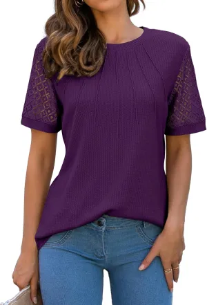 Blooming Jelly Women's Dressy Casual Blouses Business Work Tops Short Sleeve Waffle Knit Shirts 2025 Summer Outfits