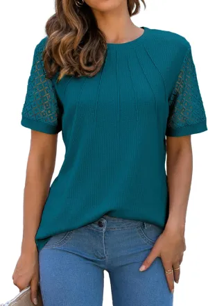Blooming Jelly Women's Dressy Casual Blouses Business Work Tops Short Sleeve Waffle Knit Shirts 2025 Summer Outfits