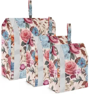 Blue Pink Flowers Packing Cubes for Travel 3 Set Travel Packing Cubes Luggage Accessories for Travel Accessories