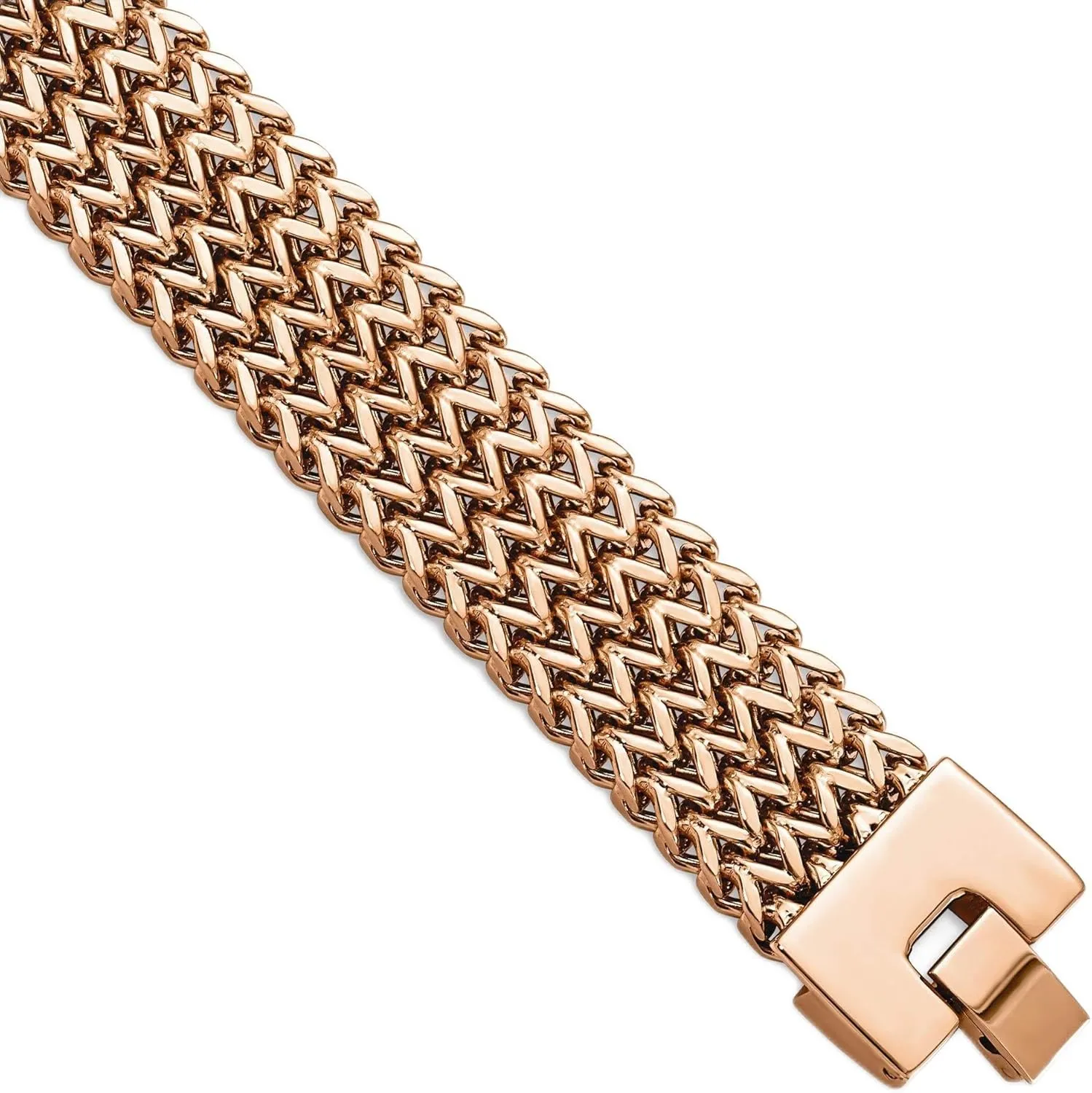 Bonyak Jewelry Stainless Steel Brushed Rose IP-Plated Woven 7.5in Bracelet in Stainless Steel