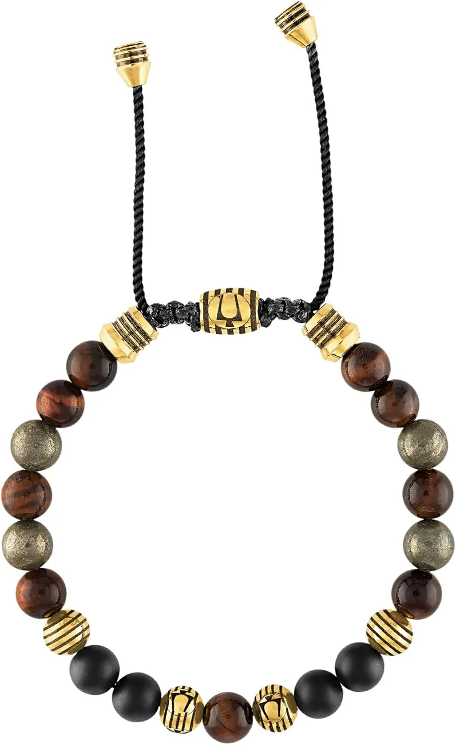 Bulova Men's Jewelry Classic Semi-Precious Beaded Bolo Bracelet, Stainless Steel, Matte Black Onyx, Sliding Clasp, 8MM Beads