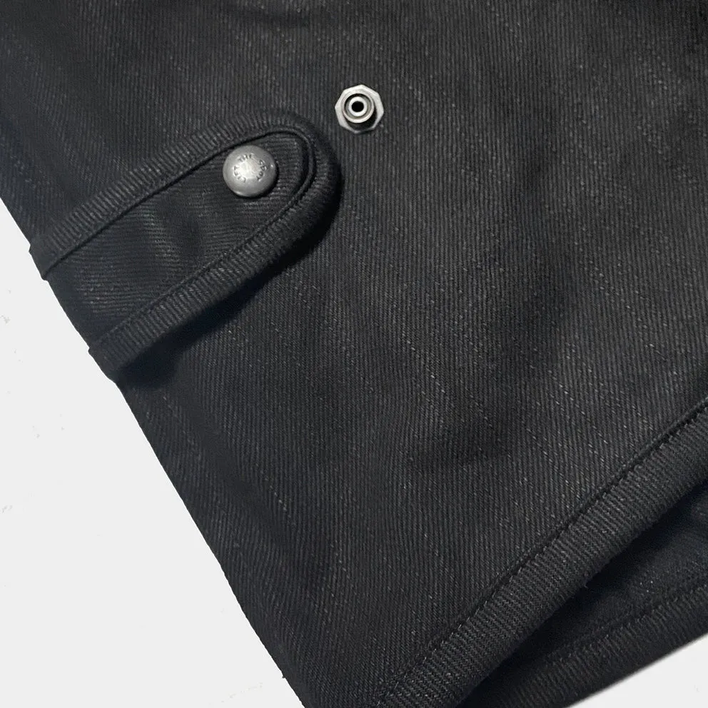 BZEN M.3203 SILAS-BB REGULAR FIT ROUND NECK BLACK OVER BLACK SLEVEDGE VEST-13.8OZ-RAW