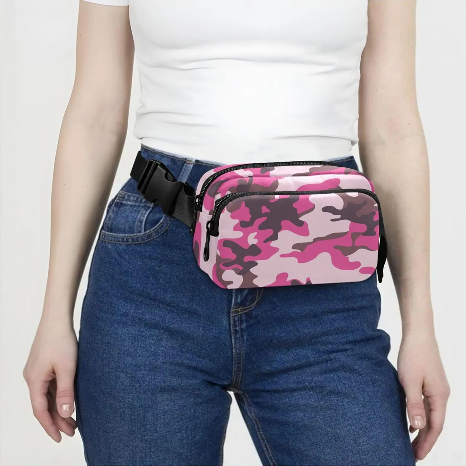 Camo Pink Camouflage Women Fanny Packs Hip Pack Belt Pouch Waterproof Neon Crossbody Waist Pack