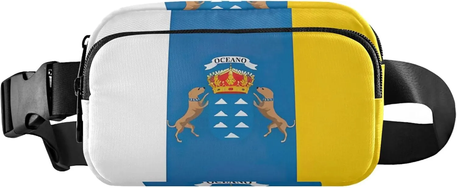 Canary Islands Flag Spanish Archipelago Fanny Packs for Women Cartoon Hip Pack Belt Pouch Waterproof Waist Pack for Women