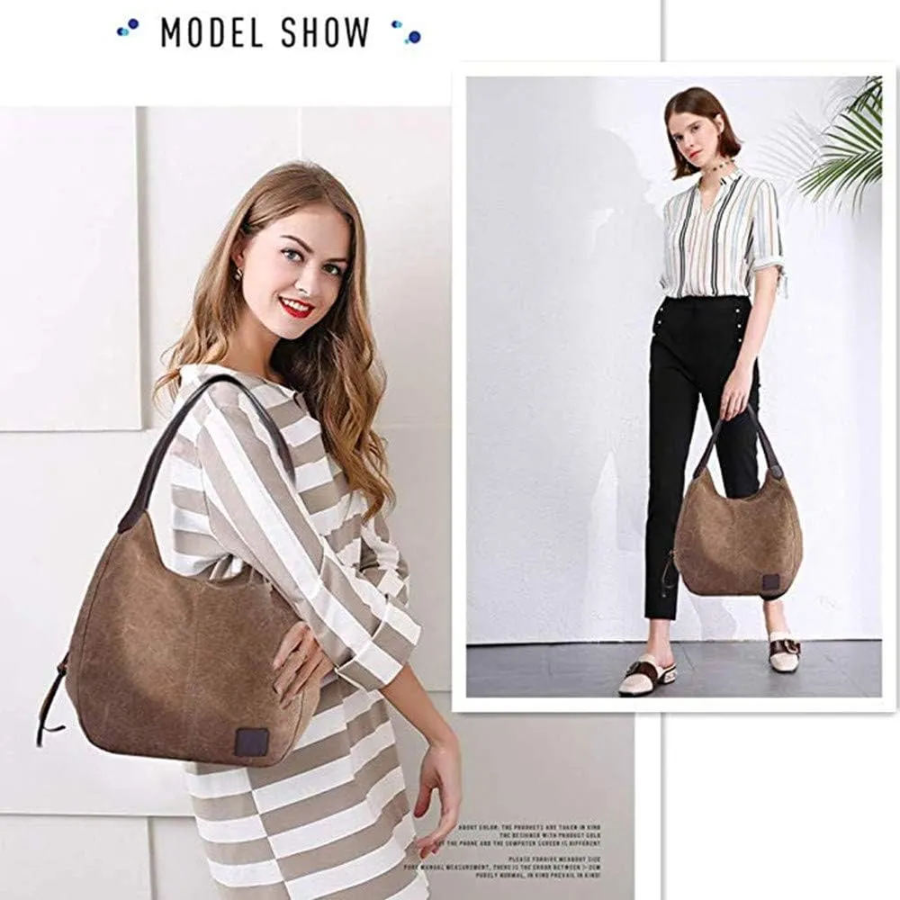 Canvas Hobo Bag Tote Handbag Shopping Shoulder Bag
