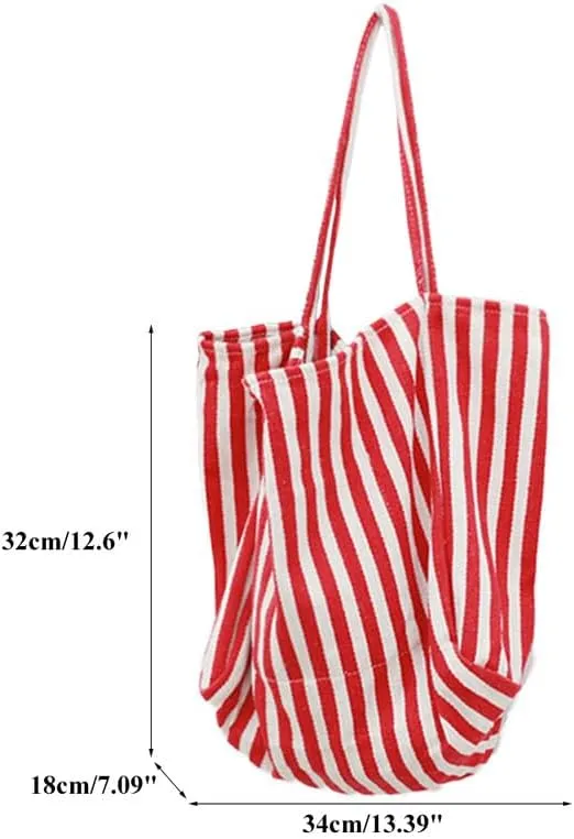 Canvas Shoulder Purse Casual Tote Bag Hobo Women Foldable Shoulder Handbag for Beach Picnic Vacation Shopping Red