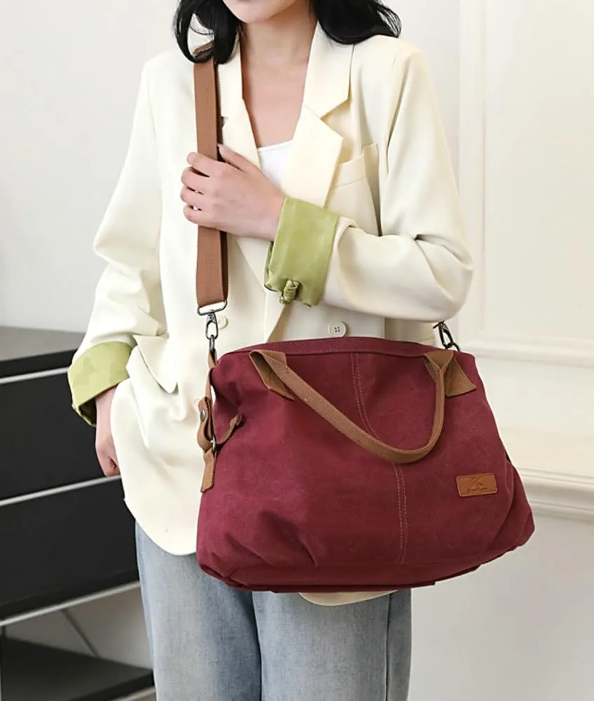 Canvas Tote Bags for Women Satchel Handbags Crossbody Shoulder Bag with Pockets Travel Tote Purse