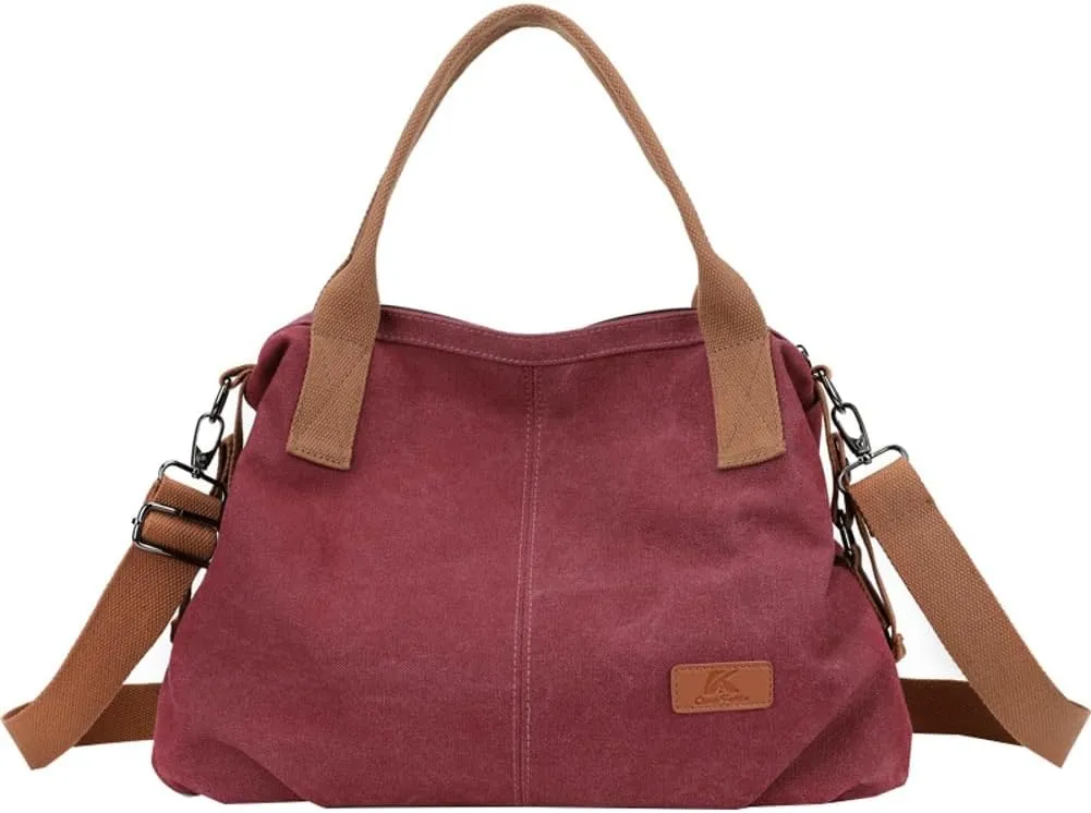 Canvas Tote Bags for Women Satchel Handbags Crossbody Shoulder Bag with Pockets Travel Tote Purse