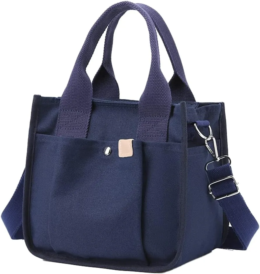 Canvas Tote Bags for Women Small Canvas Crossbody Bag Satchel Purses Multi-pocket Handbags Casual Work Bags 2023