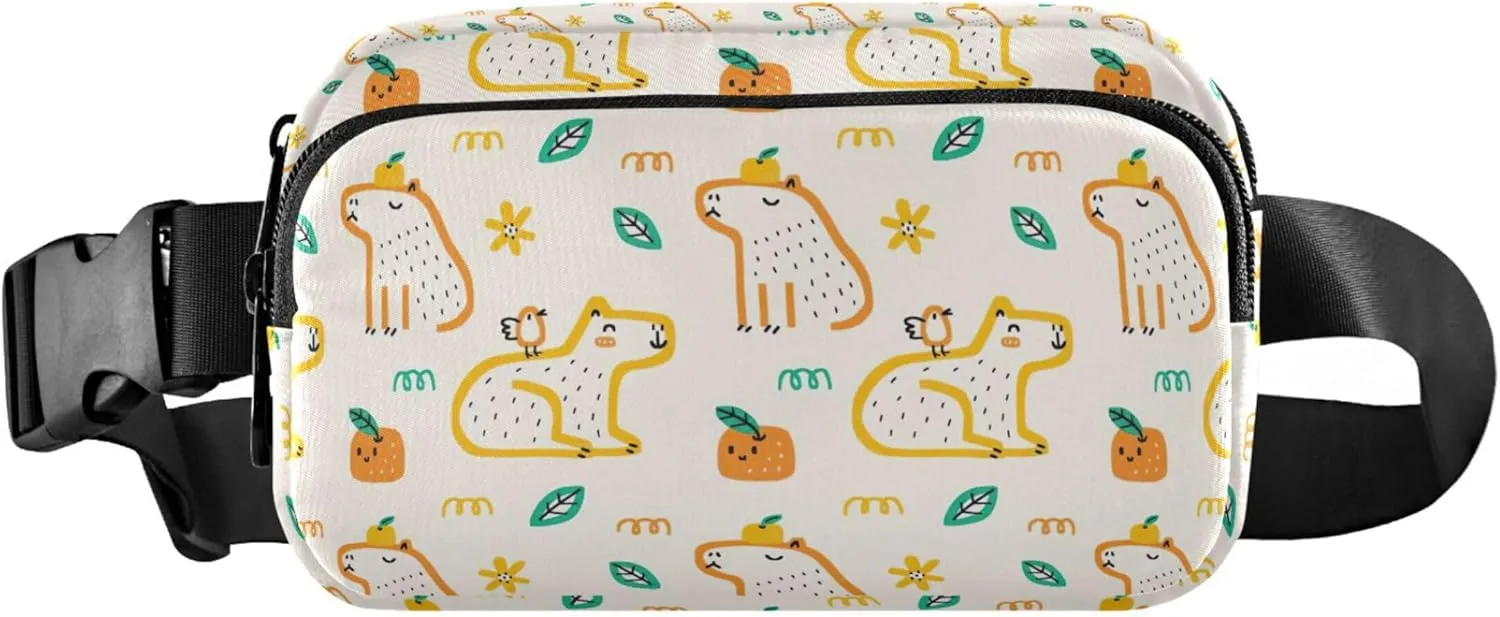 Capybara Cartoon Animals Fanny Packs for Women Hiking Belt Bags Hip Pack Waterproof Crossbody Waist Pack