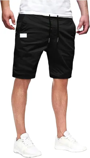 Cargo Shorts for Men, Mens Casual Shorts Cotton Drawstring Summer Beach Stretch Twill Chino Athletic Golf Gym Shorts