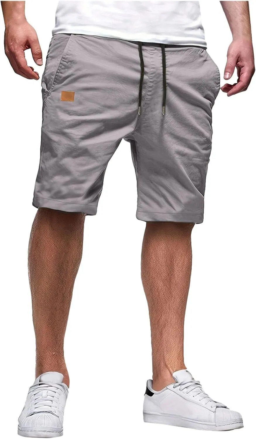 Cargo Shorts for Men, Mens Casual Shorts Cotton Drawstring Summer Beach Stretch Twill Chino Athletic Golf Gym Shorts