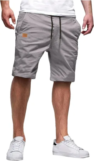 Cargo Shorts for Men, Mens Casual Shorts Cotton Drawstring Summer Beach Stretch Twill Chino Athletic Golf Gym Shorts