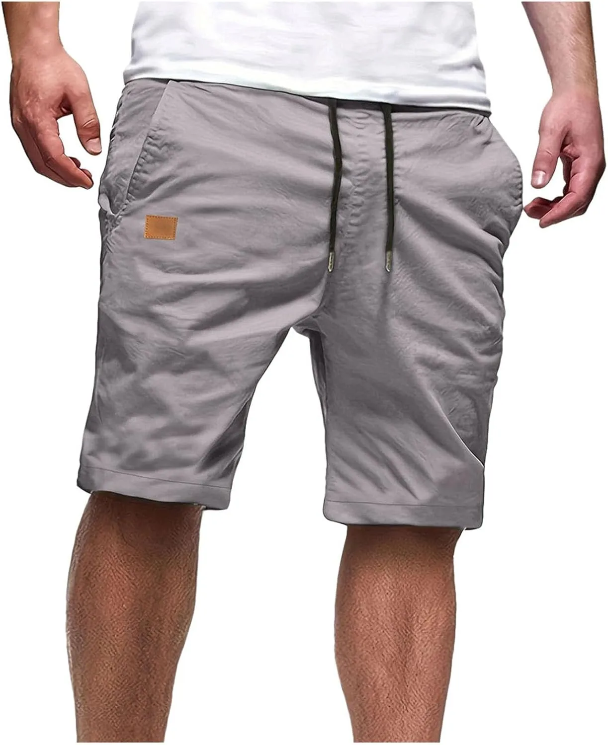 Cargo Shorts for Men, Mens Casual Shorts Cotton Drawstring Summer Beach Stretch Twill Chino Athletic Golf Gym Shorts