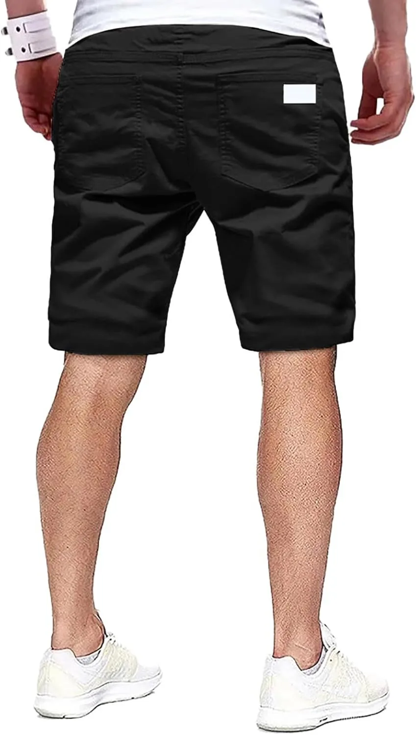 Cargo Shorts for Men, Mens Casual Shorts Cotton Drawstring Summer Beach Stretch Twill Chino Athletic Golf Gym Shorts