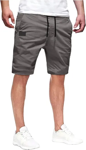 Cargo Shorts for Men, Mens Casual Shorts Cotton Drawstring Summer Beach Stretch Twill Chino Athletic Golf Gym Shorts