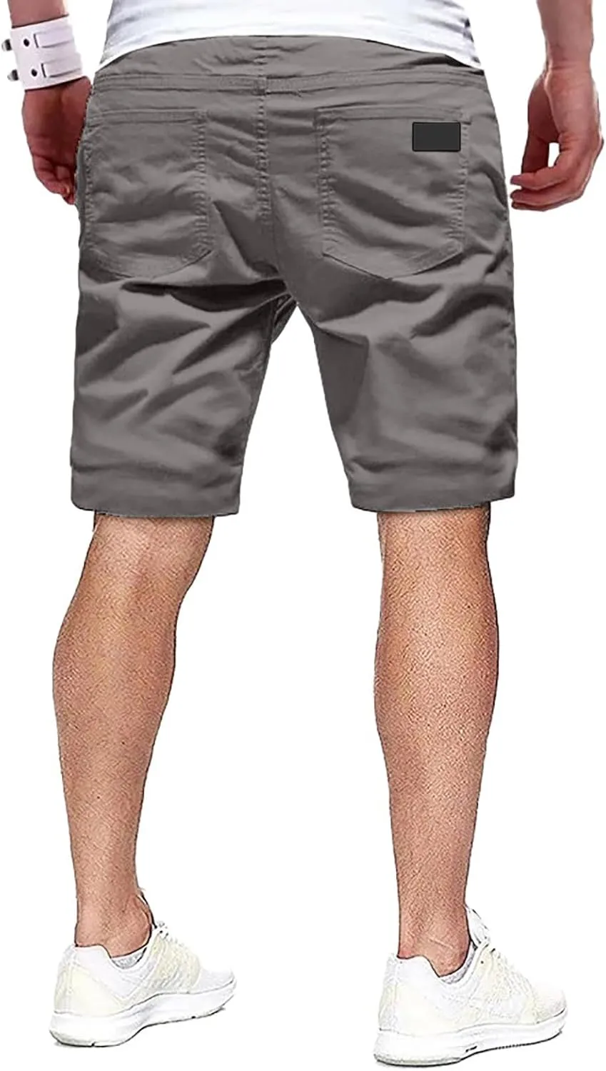 Cargo Shorts for Men, Mens Casual Shorts Cotton Drawstring Summer Beach Stretch Twill Chino Athletic Golf Gym Shorts