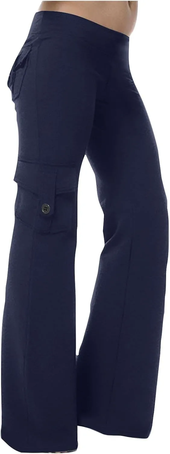 Cargo Yoga Pants for Women High Waist Wide Leg Pants Workout Gym Yoga Pants Stretch Leggings with Pockets