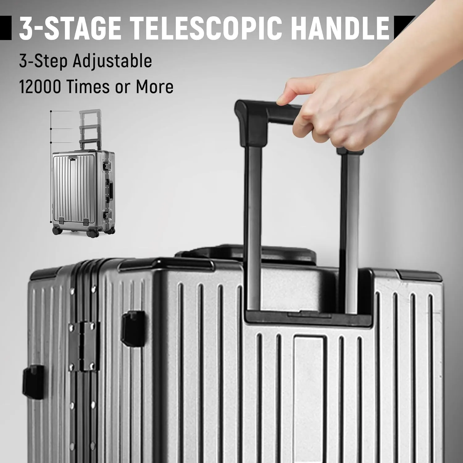 Carry On Luggage 22x14x9 Airline Approved, Zipperless Luggage Carry On with Compartment 20" Hard Shell Suitcases, ABS Aluminum Carry On Suitcases with Spinner Wheels, TSA Lock 37L