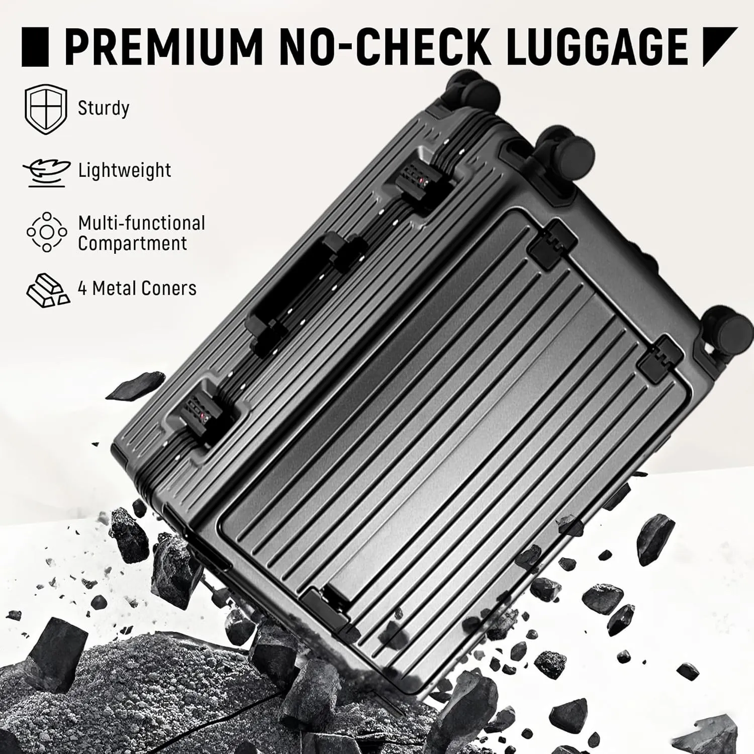 Carry On Luggage 22x14x9 Airline Approved, Zipperless Luggage Carry On with Compartment 20" Hard Shell Suitcases, ABS Aluminum Carry On Suitcases with Spinner Wheels, TSA Lock 37L