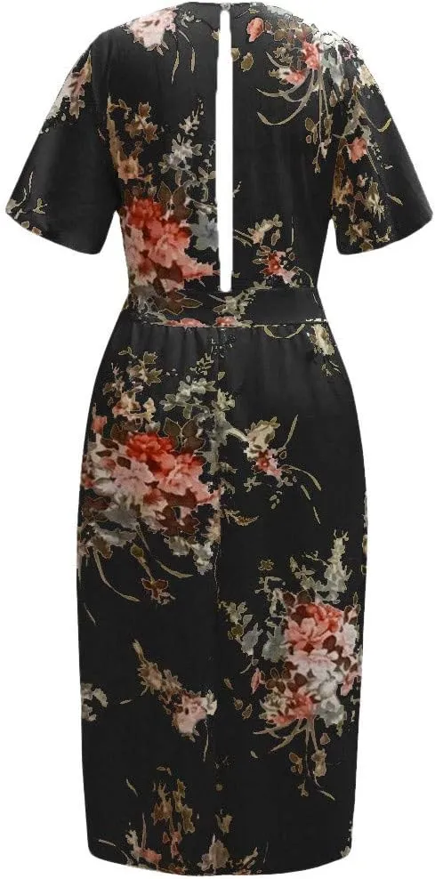 Casual Summer Dresses for Women 2025,Womens Plus Size Wedding Guest Dress Short Sleeve Floral Printed Maxi Dresses