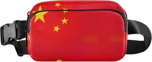 Chinese Five Starred Red Flag Waterproof Womens Fanny Pack Belt Bags Hip Pack Bright Color Crossbody Waist Pack