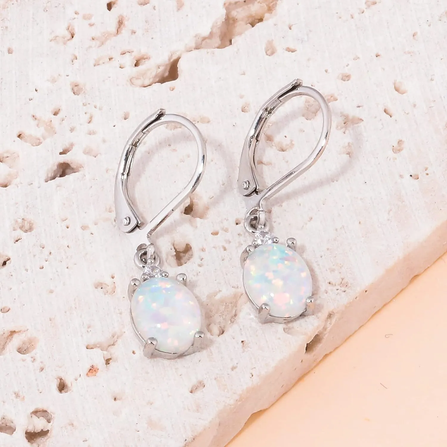 CiNily Opal Dangle Earrings for Women Trendy 14k Gold Plated Drop Dangle Earrings Created Fire Opal Drop Earrings Hypoallergenic Birthstone CZ Earrings Jewelry Gifts for Men Teen Girls