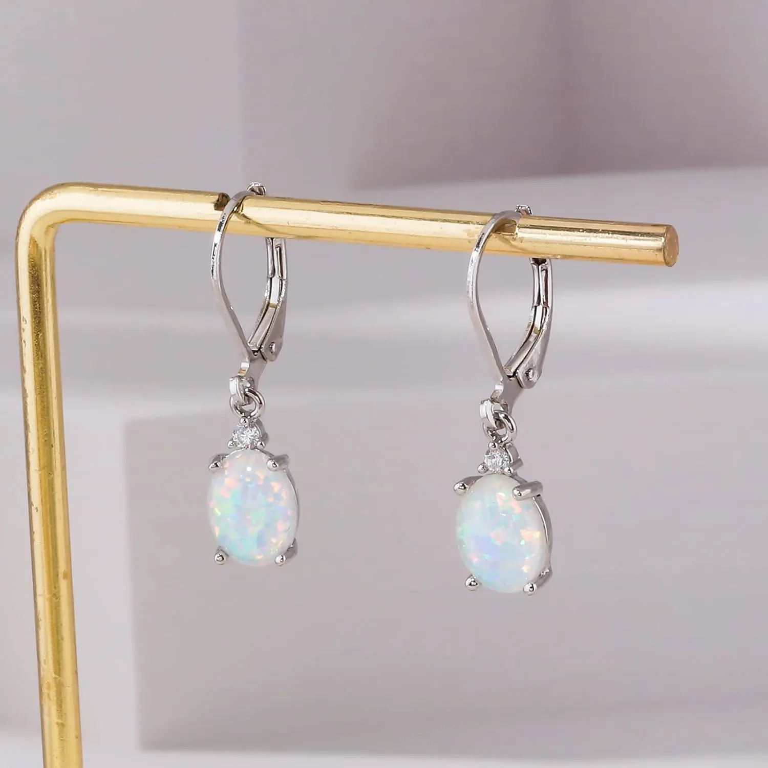 CiNily Opal Dangle Earrings for Women Trendy 14k Gold Plated Drop Dangle Earrings Created Fire Opal Drop Earrings Hypoallergenic Birthstone CZ Earrings Jewelry Gifts for Men Teen Girls