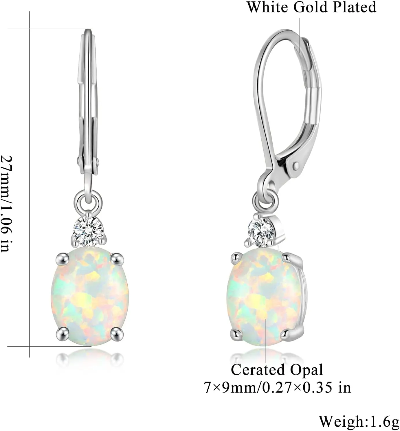 CiNily Opal Dangle Earrings for Women Trendy 14k Gold Plated Drop Dangle Earrings Created Fire Opal Drop Earrings Hypoallergenic Birthstone CZ Earrings Jewelry Gifts for Men Teen Girls