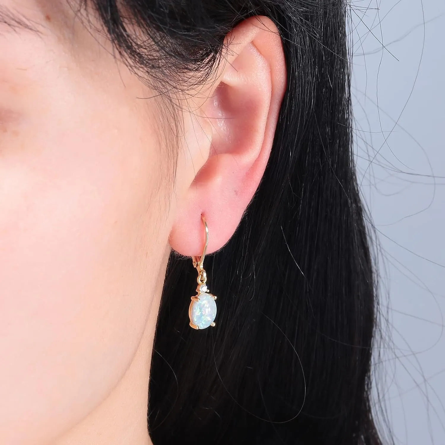 CiNily Opal Dangle Earrings for Women Trendy 14k Gold Plated Drop Dangle Earrings Created Fire Opal Drop Earrings Hypoallergenic Birthstone CZ Earrings Jewelry Gifts for Men Teen Girls