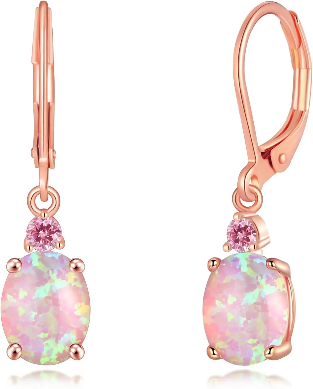 CiNily Opal Dangle Earrings for Women Trendy 14k Gold Plated Drop Dangle Earrings Created Fire Opal Drop Earrings Hypoallergenic Birthstone CZ Earrings Jewelry Gifts for Men Teen Girls
