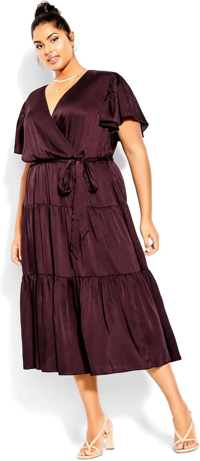 City Chic Women's Plus Size Dress - Tiered Sweetness Midi