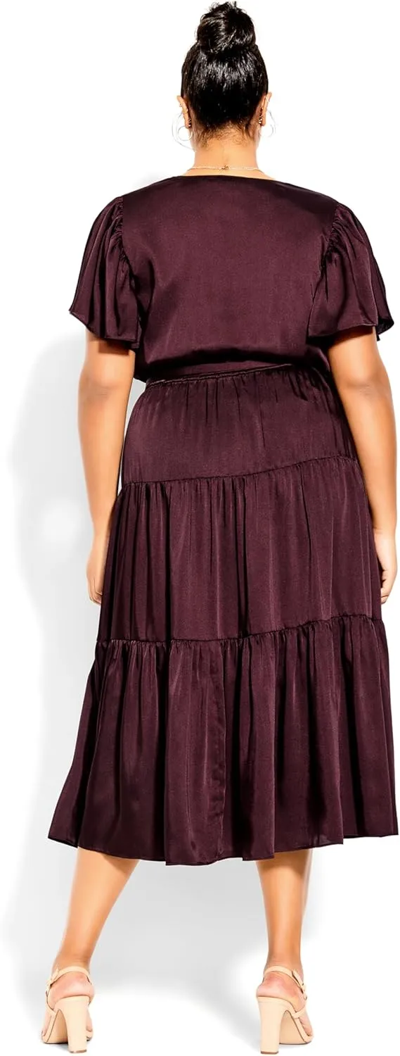 City Chic Women's Plus Size Dress - Tiered Sweetness Midi