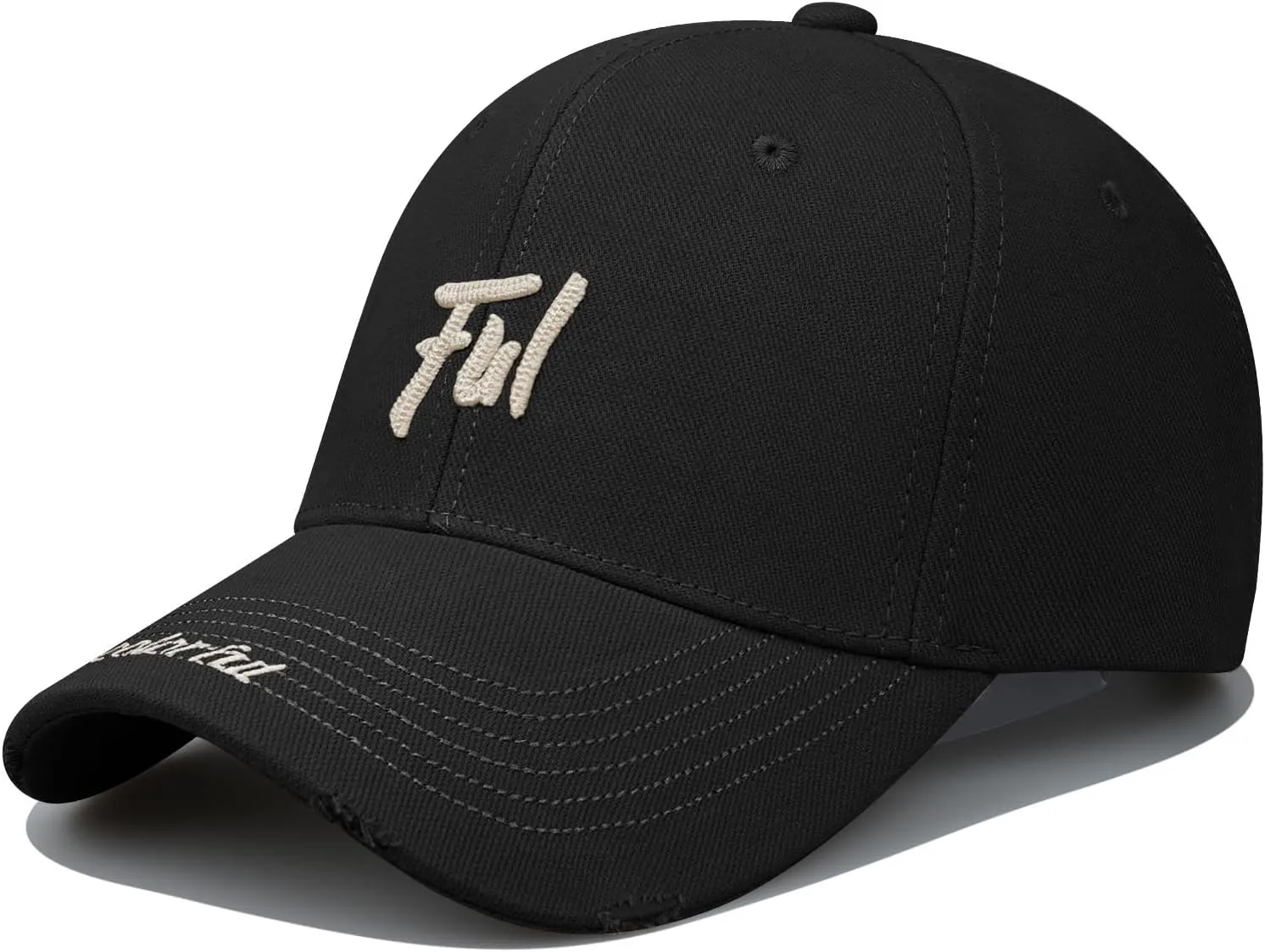 CLAPE Structured Baseball Cap Distressed Cotton Dad Hat Vintage Trucker Hat Curved Brim Snapback Hat Embroidery Ball Caps