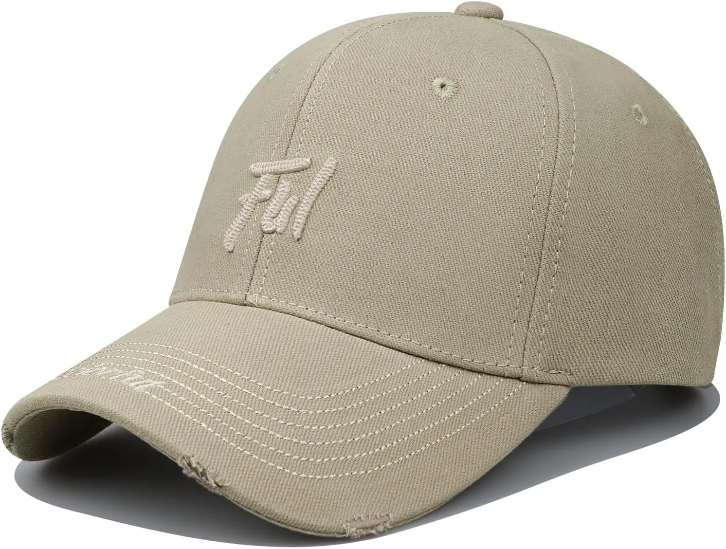 CLAPE Structured Baseball Cap Distressed Cotton Dad Hat Vintage Trucker Hat Curved Brim Snapback Hat Embroidery Ball Caps
