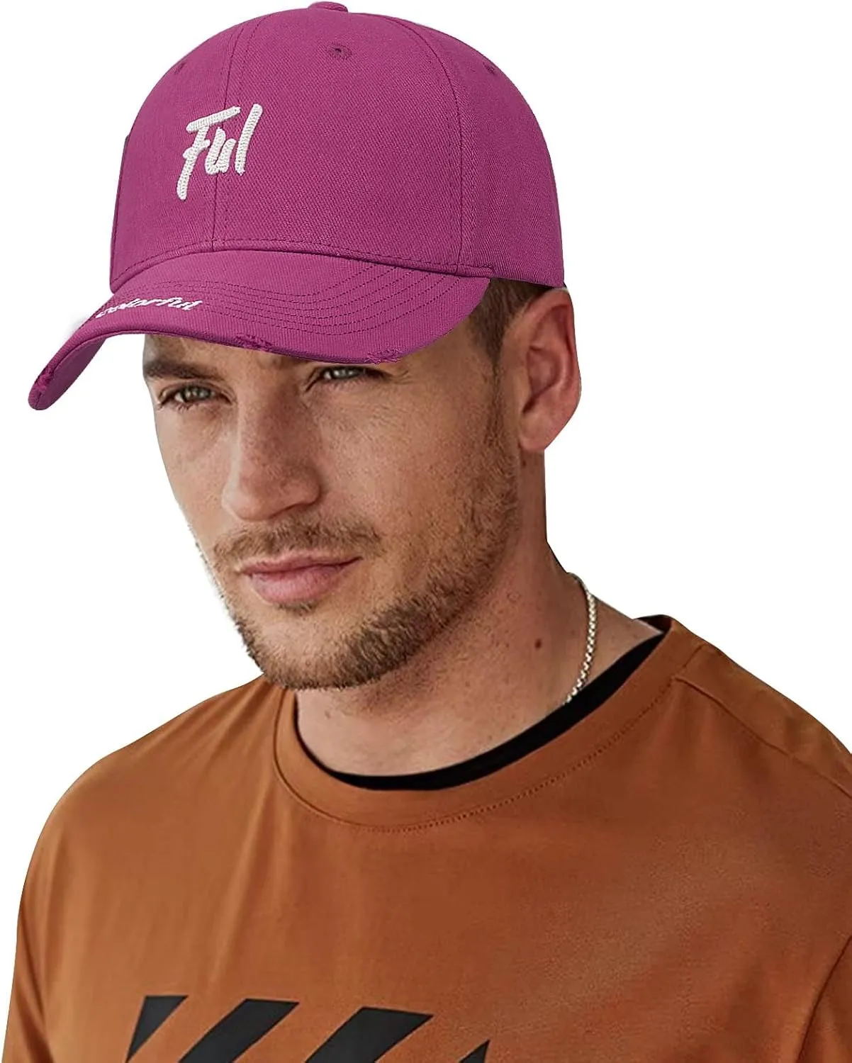 CLAPE Structured Baseball Cap Distressed Cotton Dad Hat Vintage Trucker Hat Curved Brim Snapback Hat Embroidery Ball Caps
