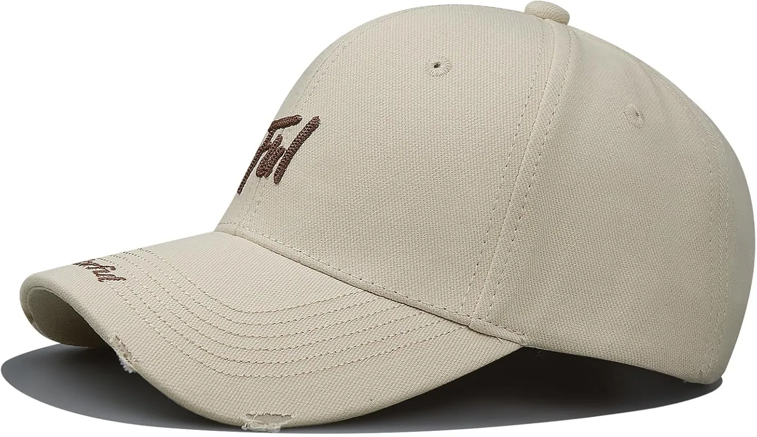 CLAPE Structured Baseball Cap Distressed Cotton Dad Hat Vintage Trucker Hat Curved Brim Snapback Hat Embroidery Ball Caps