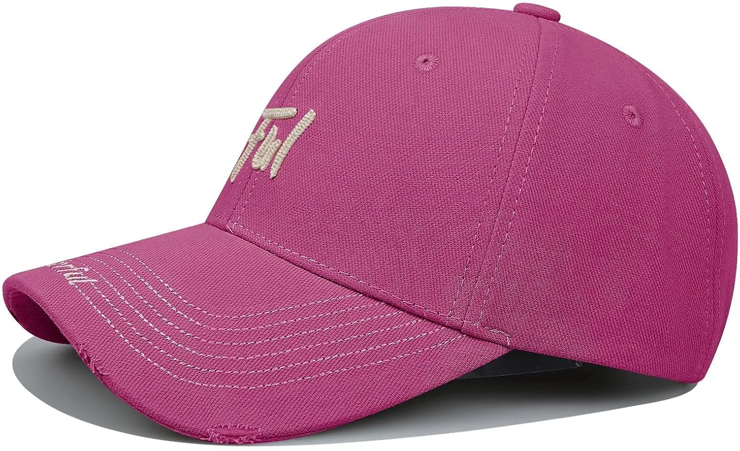 CLAPE Structured Baseball Cap Distressed Cotton Dad Hat Vintage Trucker Hat Curved Brim Snapback Hat Embroidery Ball Caps